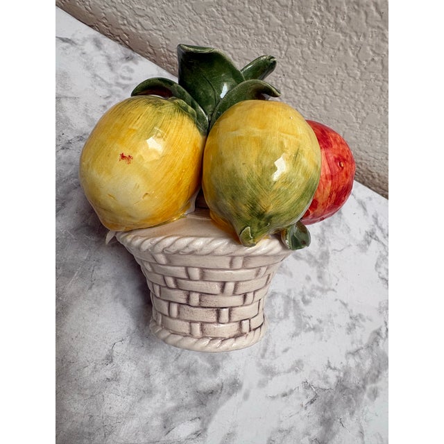 Vintage Italian Pottery Ceramic Fruit Basket Candleholder. For Sale In Sacramento - Image 6 of 9