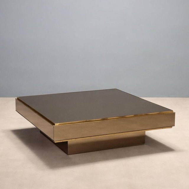Vintage Smoked Glass and Brass Coffee Table, 1980s For Sale - Image 10 of 10