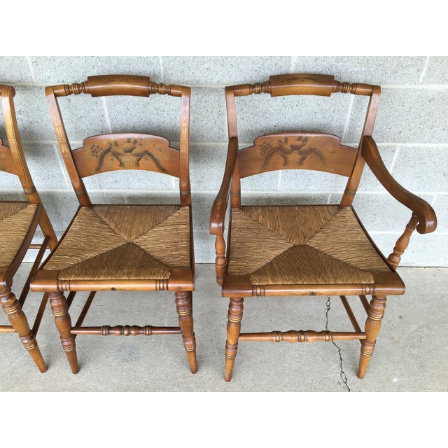 L. Hitchcock Vintage Crown Back Rush Bottom Dining Chairs Set of 8
