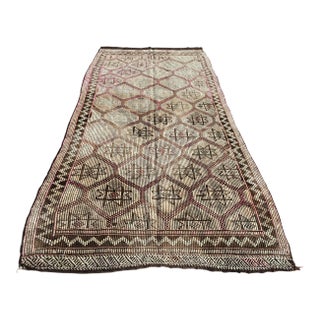 1960s Vintage Handwoven Tribal Kilim Rug - 5′1″ × 11′7″ For Sale
