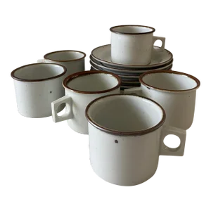 Vintage Dansk Niels Refsgaard Brown Mist 6oz Cup and Saucer - Set of 6
