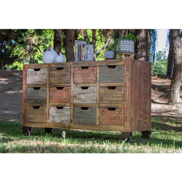 Brown Bayshore 12 Drawer Countdown Console / Dresser 60"- Multi Color For Sale - Image 8 of 10