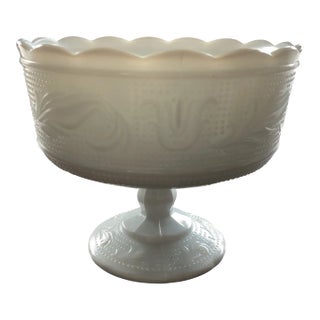 Vintage E.O.Brody Cleveland Milk Glass Footed Bowl For Sale