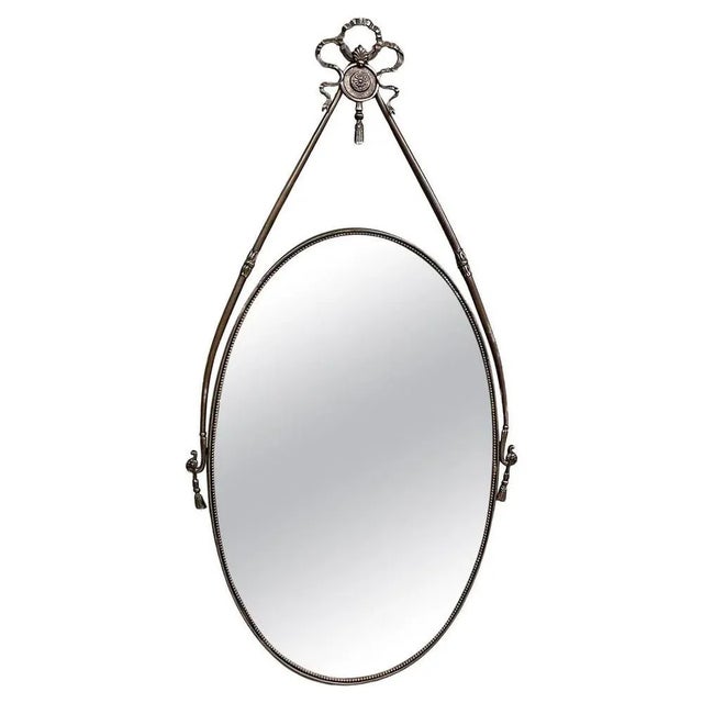 Mid-Century Modern Brass Wall Mirror with Ribbon and Decorations, Italy, 1950s For Sale - Image 12 of 12