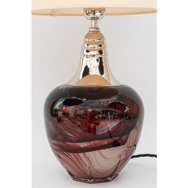 Murano Table Lamp with Fabric Shade, Italy, 1920s For Sale - Image 11 of 18