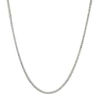 18k White Gold 7.00ct Round Diamond 4 Prongs Tennis Chain Matinee Necklace For Sale