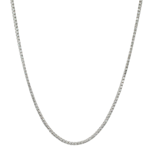 18k White Gold 7.00ct Round Diamond 4 Prongs Tennis Chain Matinee Necklace