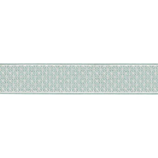 Contemporary Sample - Schumacher X Timothy Corrigan Directoire Tape in Teal For Sale - Image 3 of 3
