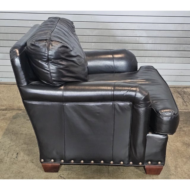 Southwood & Co. Late 20th Century Southwood Large Black Leather Club Arm Chair Made in North Carolina For Sale - Image 4 of 8