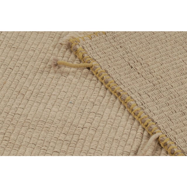 Beige Rug & Kilim's Accent Kilim, Beige Textural Stripes With Yellow Accents For Sale - Image 8 of 8