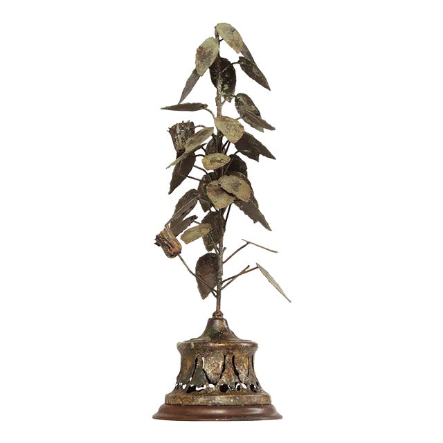 Vintage Brutalist Foliate Plant Iron Sculpture For Sale