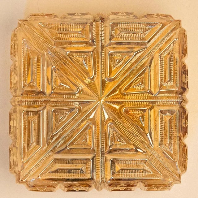 Several Square Amber Glass Flush Mounts, 1960 For Sale - Image 10 of 16