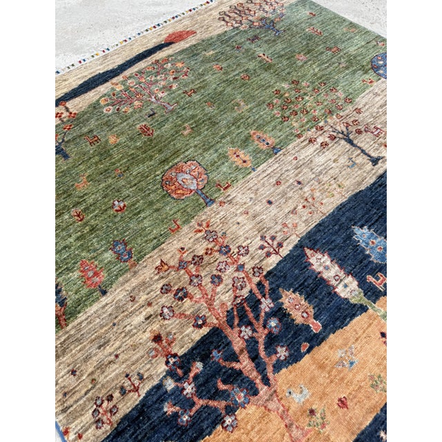 Light Green Green Persian Style Gabbeh Rug, 03'08 X 04'11 For Sale - Image 8 of 12