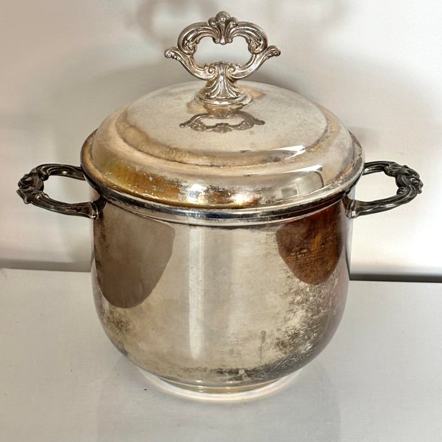 Vintage silver plated Leonard ice bucket with lid. Patina left intact. Please see condition details noted. Most items...