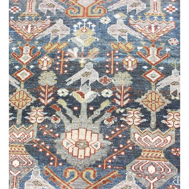 Antique Persian Bakhtiari Rug With Deep Blue Field and Geometric Garden Motifs 5'4 X 10'1 For Sale - Image 16 of 18