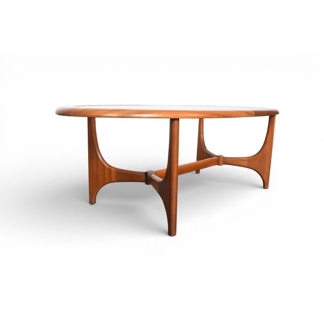 Mid 20th Century Oval + Glass Coffee Table Attributed to Stonehill For Sale - Image 4 of 6