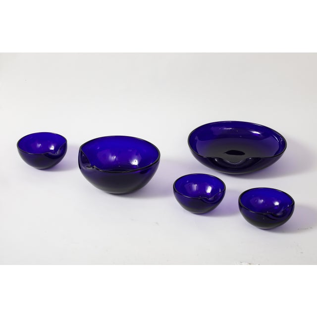 Blue Elsa Peretti For Tiffany & Co Venetian Blown Glass Blue Cobalt Collection - 5 Pieces For Sale - Image 8 of 12