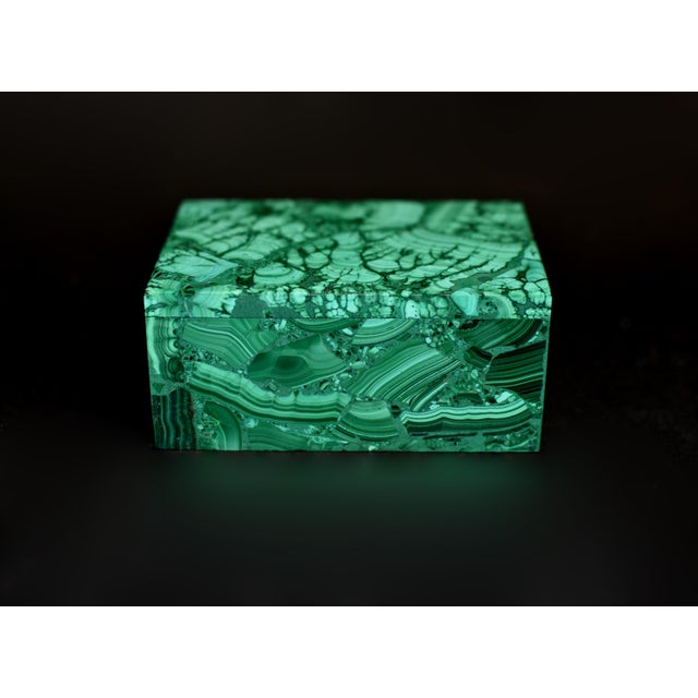 Gemstone Natural Malachite Box Geological Scene For Sale - Image 7 of 11