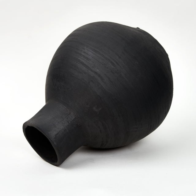 Arts & Crafts Earthy Gray Pottery Globular Small Vase For Sale - Image 3 of 5