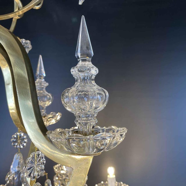 Metal Large Italian Crystal and Brass Chandelier, 1950s For Sale - Image 7 of 18