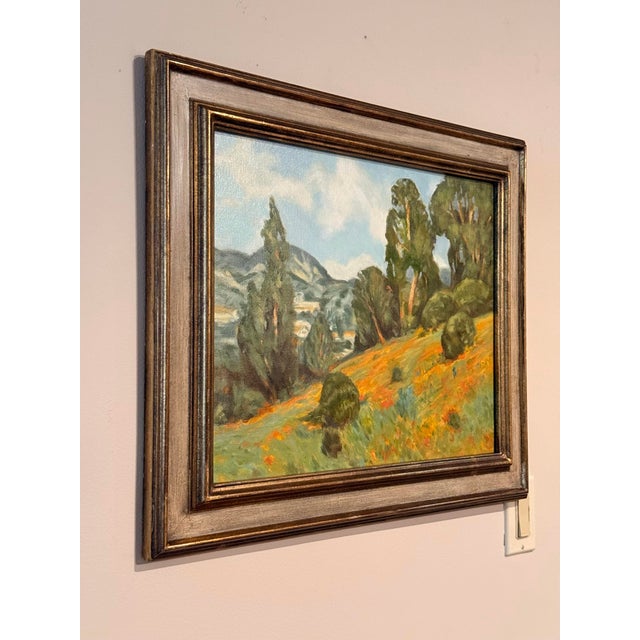 Oil painting of a California landscape by Jill Pavlas. Framed in a vintage frame.