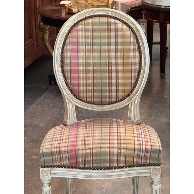 Wood Set of Six Vintage French Painted Dining Chairs For Sale - Image 7 of 10