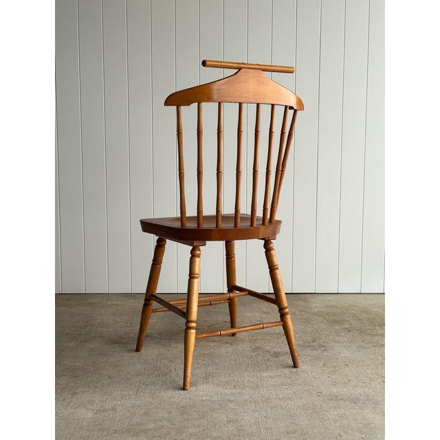 Vintage Windsor Valet Side Chair, Faux Bamboo Spindles, Turned Legs, Circa 1960s For Sale - Image 4 of 10