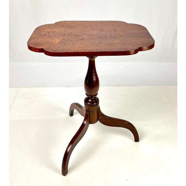 Antique Tiger Maple Tilt-Top Candle Stand For Sale - Image 12 of 12