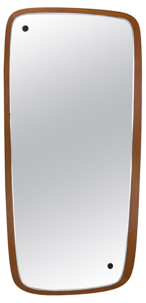 Mid-Century Danish Modern Rectangular Wood Framing Wall Mirror, 1960s