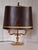 Vintage Table Lamp with Brass Base and Brown-Golden Shade from Schröder & Co., 1970s, in Very Good conditions. Designed...