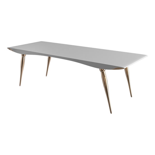 "Vanquish" Desk With Bronze and Stainless Steel, Handmade For Sale