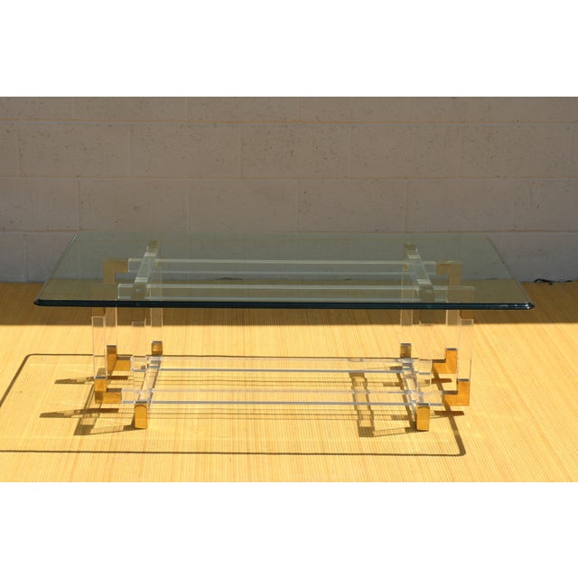 Lucite and Brass "Metric Line" Cocktail/Coffee Table by Charles Hollis Jones For Sale In Los Angeles - Image 6 of 12