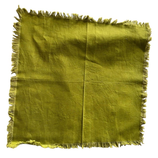 Textile Vintage Set of 7 Dinner Linen Napkins Neutral Colors Fringed Farmhouse Boho Easter Earth Tones For Sale - Image 7 of 12