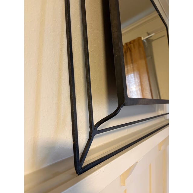Black Vintage Sculptural Wrought Iron Floating Frame Wall Mirror For Sale - Image 8 of 14
