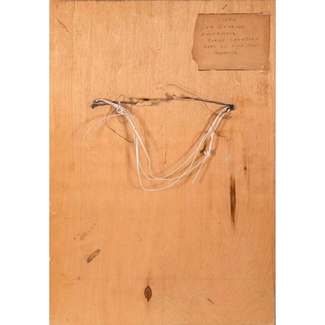 Gray Sam Gamburd Signed Surrealist Modern Oil Painting Study on Board Framed 1960s For Sale - Image 8 of 9
