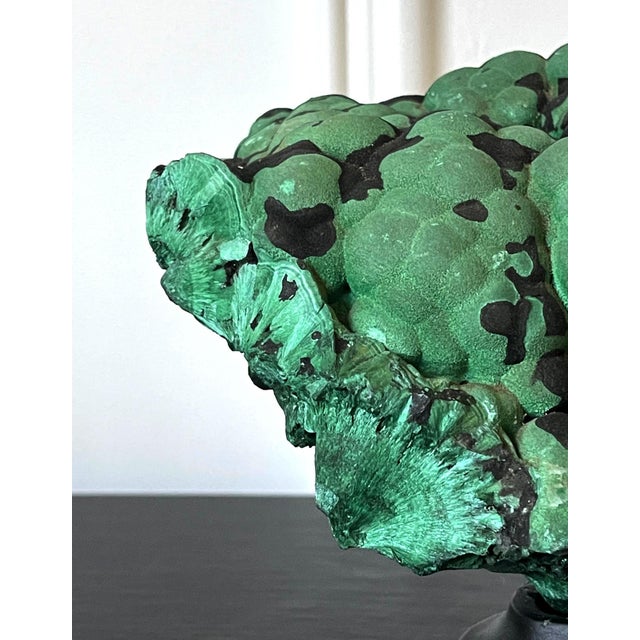 Stone Natural Malachite Rock on Display Stand as a Scholar Stone For Sale - Image 7 of 14