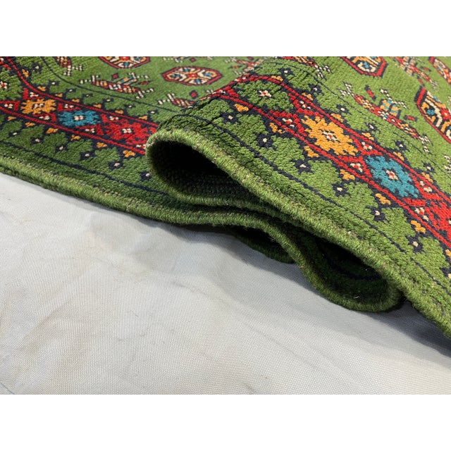 Extra-Long Green Turkmen-Style Geometric Runner Rug, 2'9" X 15'8" For Sale - Image 14 of 15