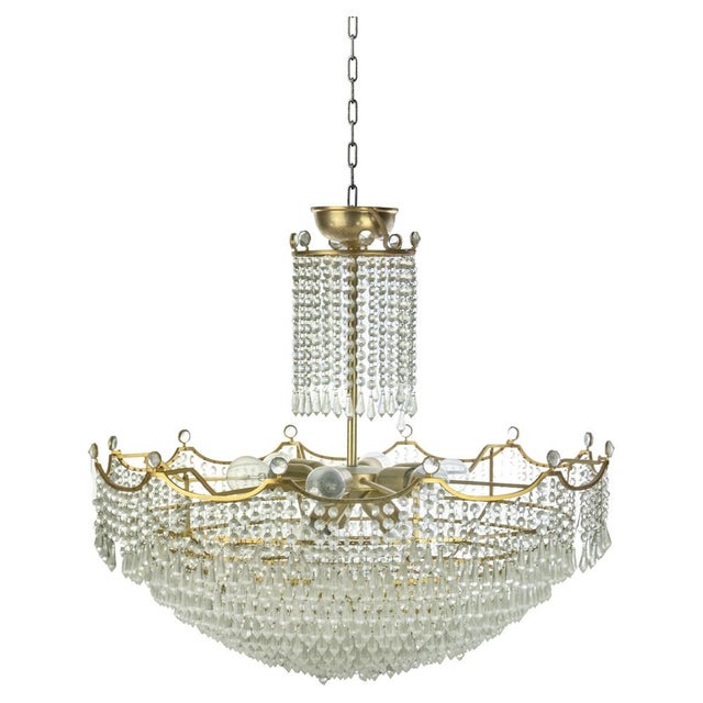 1970s Vintage Crystal Drops Chandelier, Italy, 1970s For Sale - Image 5 of 5