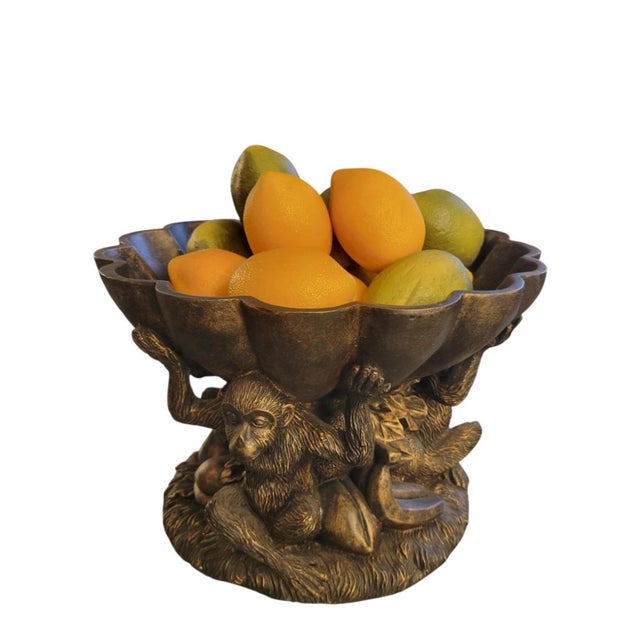 Chelsea House Inc Vintage Large Scalloped Monkey Regency Fruit Bowl Table Decor For Sale - Image 4 of 8