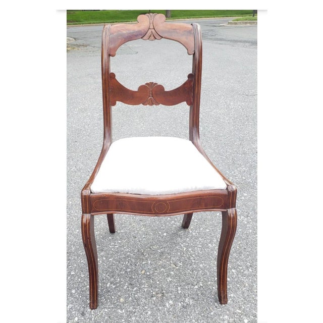 19th C. Flame Mahogany and Satinwood Inlaid With Upholstered Seat Side Chair For Sale - Image 10 of 10