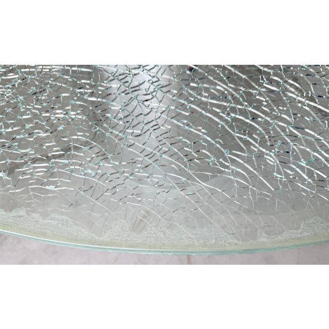 Metal Steve Chase Crackled Glass Dining Table From 80's For Sale - Image 7 of 8