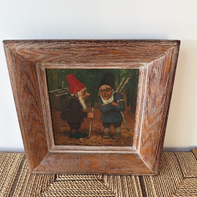 Attributed to Paul Lothar Müller – Antique German Gnome Oil Painting, Early 20th Century For Sale - Image 9 of 12