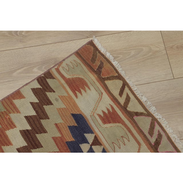 Textile 1970s Southwestern Brown Hand Knotted Kilim For Sale - Image 7 of 13