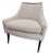 Custom Curved Barrel Upholstered Accent Chair in Neutral Check Fabric For Sale