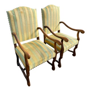 Large 19th Century French Country Solid Walnut Bergère or Armchair- A Pair For Sale