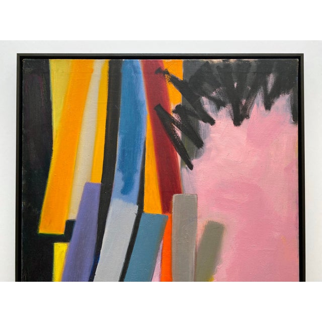 This Adele Mailer rare vintage 1985 Abstract Expressionist original signed one-of-a-kind custom framed large Modernist oil...
