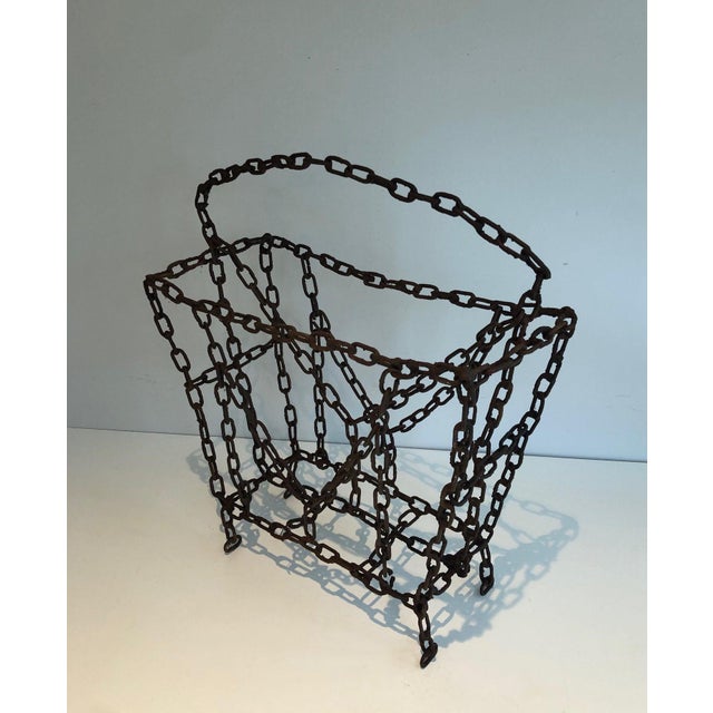 1970s Austrian Iron Chain Magazine Rack in the Style of Franz West ...