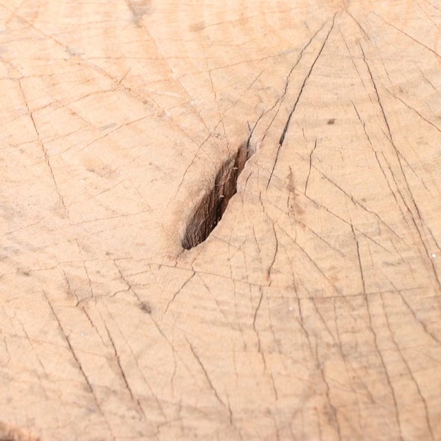 Rustic Round Wood Slice Painted Three-Legged Accent Table For Sale - Image 9 of 10