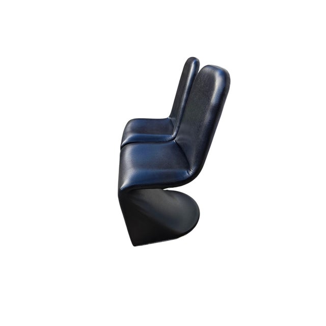 Awesome custom 1970s Black Vinyl Faux snakeskin side chairs in excellent condition. these chair are padded and fully...