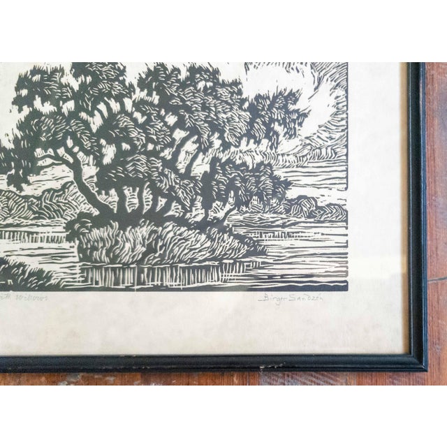 20th Century American Linocut Print "Pond With Willows" by Berger Sandzen 1937 For Sale In New York - Image 6 of 12